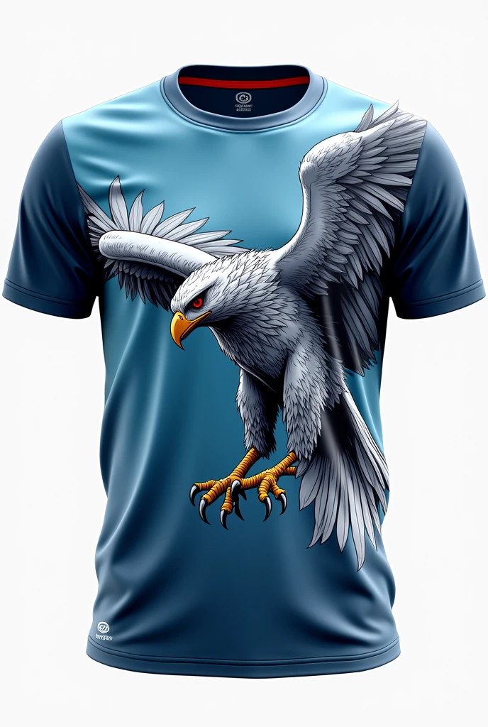 Interclass t-shirt with a hawk front and back Corees: sea blue, white and red