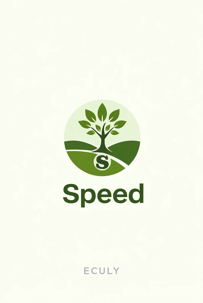 Make me a logo for my company that is green and contains hills and a tree, that contains the capital S in the middle of the branches.