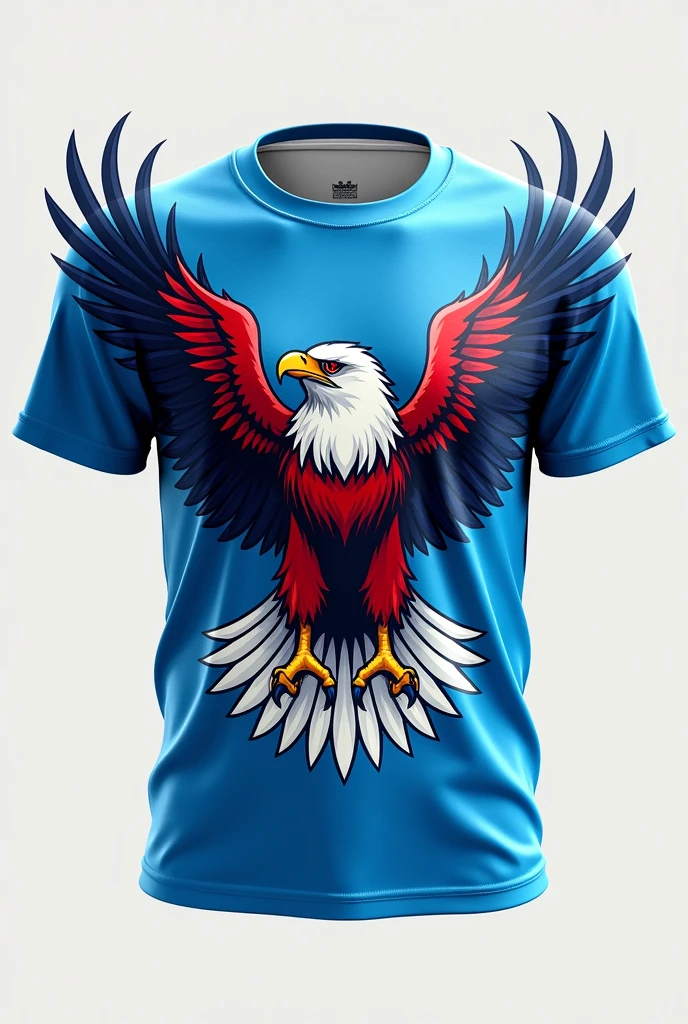 Interclass t-shirt with a hawk front and back Corees: sea blue, white and red