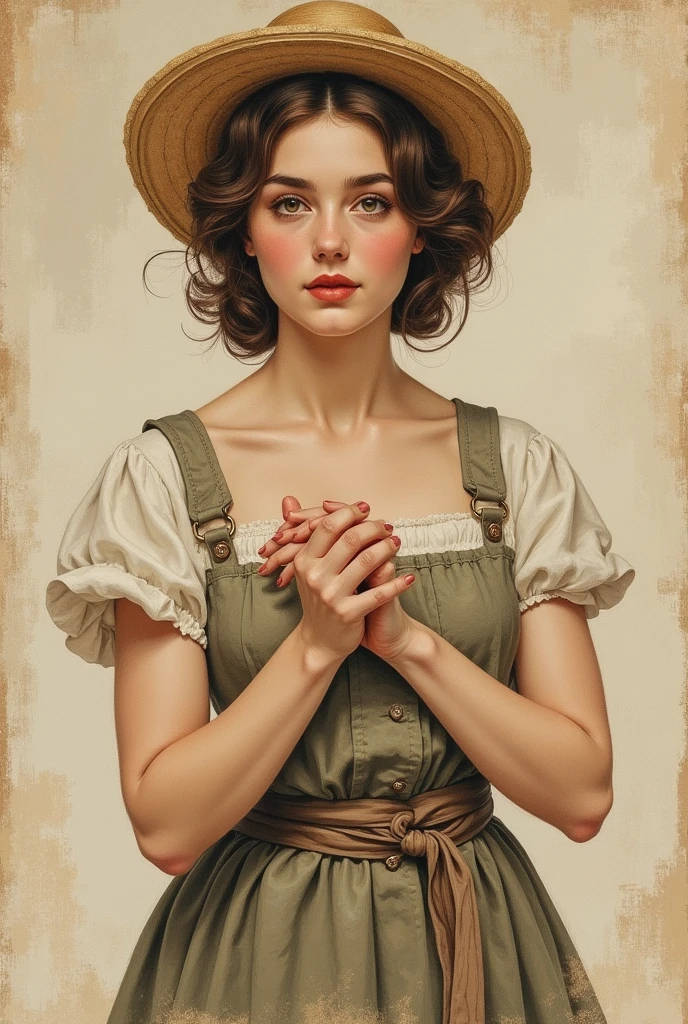 Norman Rockwell、female、Strokes、Painting、whole body、America、1900s、advertisement、Hand-drawn、paints、Old Style、monochrome、Accurate hands、Watercolor