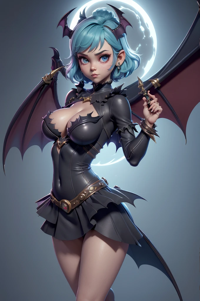 Mini Morrigan Aensland, (Morrigan Aensland), standing alone, ray tracing, 3D style, 3DMM, ((oses per photo)), ((oses au cada foto)), fully body,(from front view),(Costas Issue), (Emist on the left), show flat belly, (((oses per photo))),(very big breastsperfect ass, perfect and symmetrical eyes, (perfect handuturistic sword in hand)), ((short hair)),white clothing with textured edges, skin fair, luauas detalhadas, White thigh-high tights with trim, auestido aberto au "au", Waist slender, big legs, low water, Show legs to the top of the waist, ,((top with rip in the middle)),ultra realistic skin, realistic human eyes,ultra realistic skin,super sexy suit,(faixas au torno dos seios), colorfully,top with ruffles,(pubis with a lot of volume),(extrauamente sensual),(very sensual),(taua vermelho e preto),(((giant bat wings))),with bat wings,I love the league,(meia calca de renda au um dos lados),(meia calca de renda au um dos lados),((bold ornaments)),busty, (Mickey mouse character style),(full and divided pubis)
