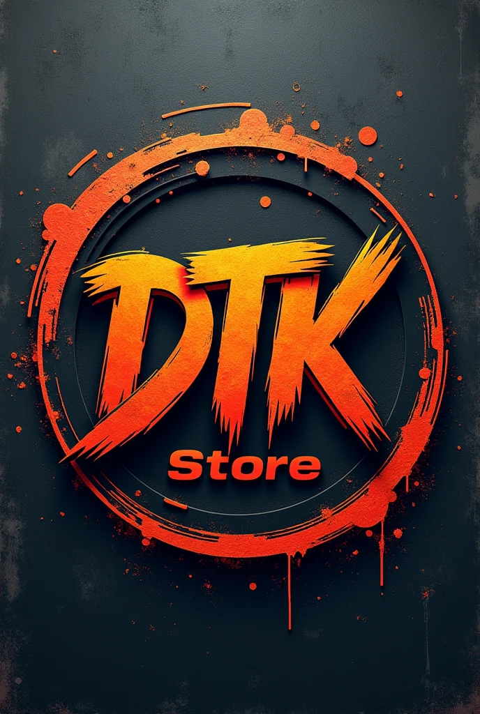 Make logo of DTK word hiphop style add store smallfont at the buttom and circle around