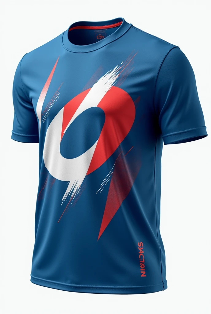 Interclass T-shirt front and back Colors: sea blue, white and red