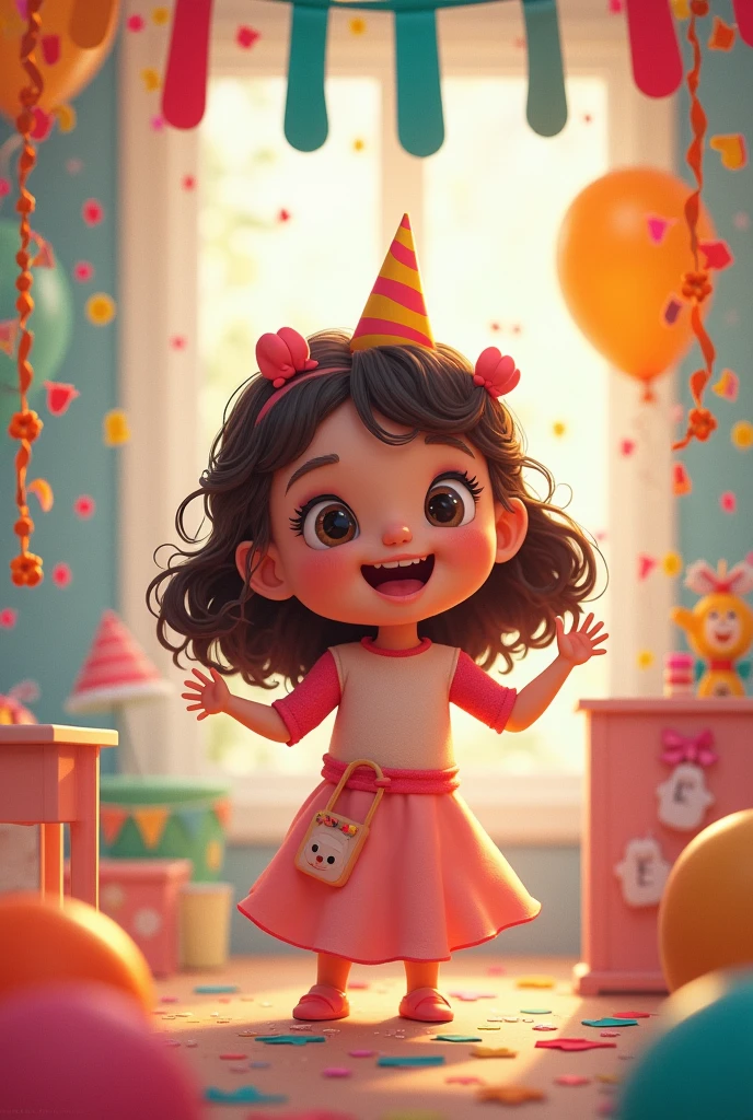 Today is the birthday of a cute girl.、Make birthday party decorations using chain rings and garlands、(Chain rings are made by connecting beautiful colored paper into a ring.)、Make lots of these and use them as garlands、I'd like some nice decorations for my birthday party.、