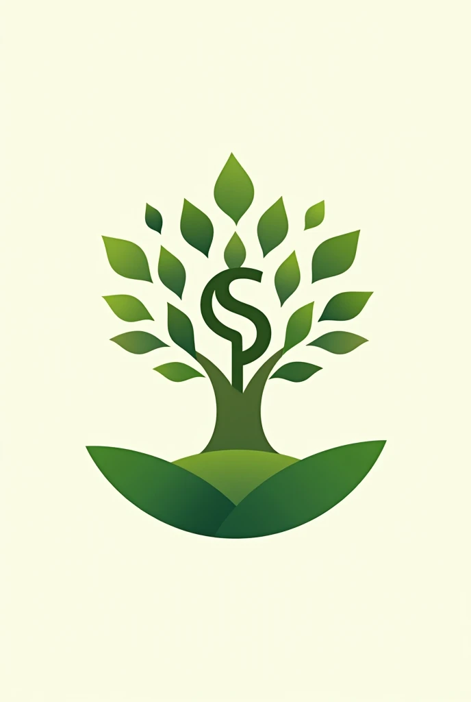 Make me a logo for my company that is green and contains hills and a tree, that contains the capital S in the middle of the branches.
