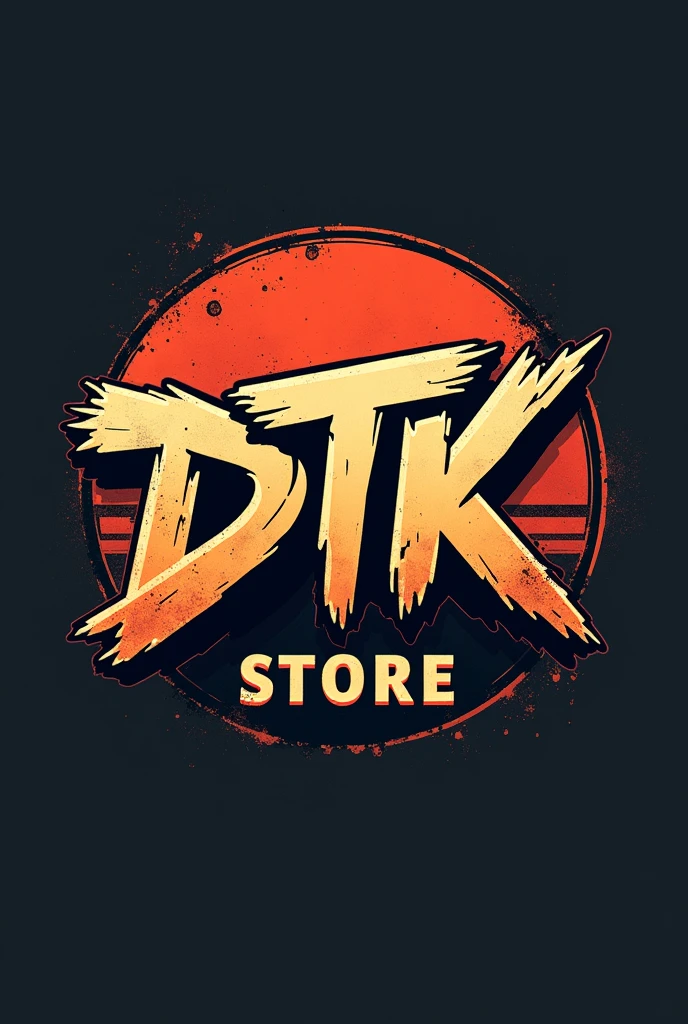 Make logo of DTK word hiphop90s style add store smallfont at the buttom and circle around