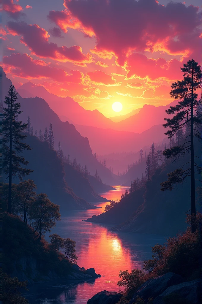 A masterpiece sunset view with beautiful nature