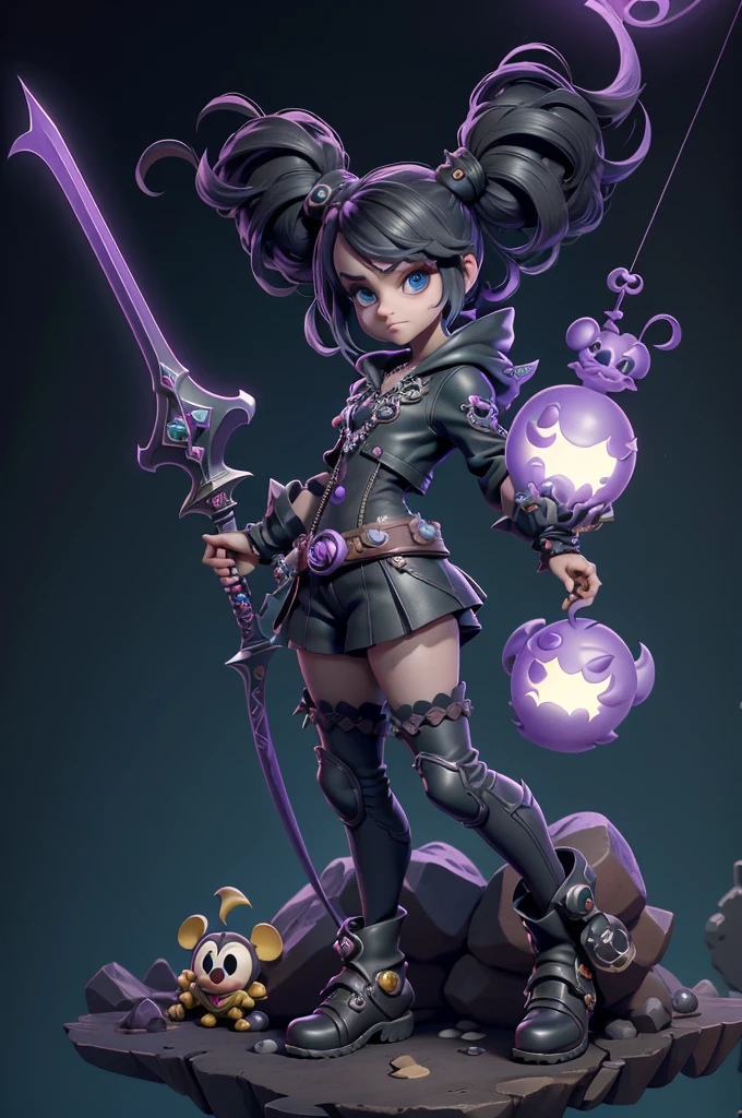 monstros estilos kingdom hearts, baseados em animais,3d style, shadown monster, demons, darkness monster, rayman legends, mickey mouse character style, girl and body, kingdom hearts, malhas leves e quentinhas, cores frias e alegres, portando espada magica, dark mouse in around, (raytrace), peitões,((armas brancas))