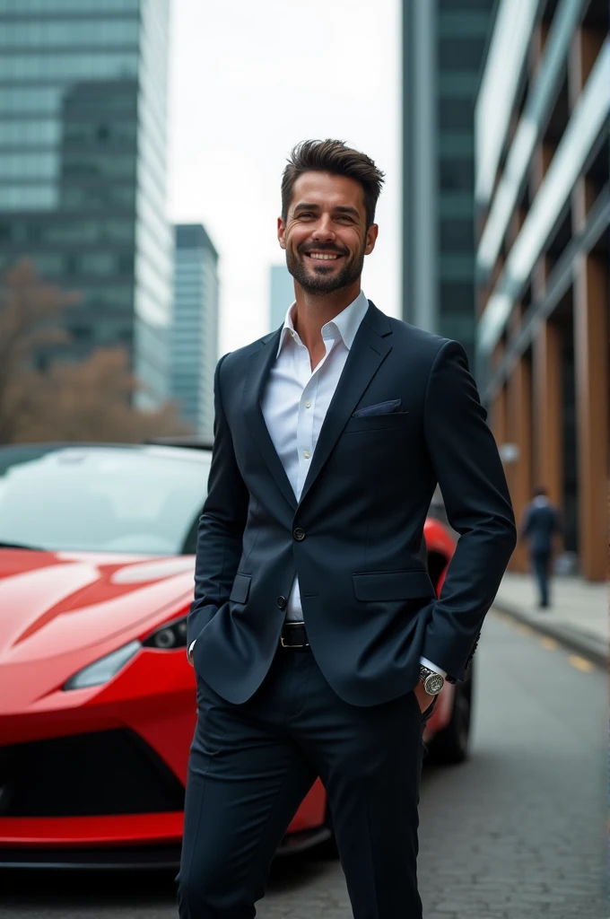 Attorney with his sport car, not a portrait