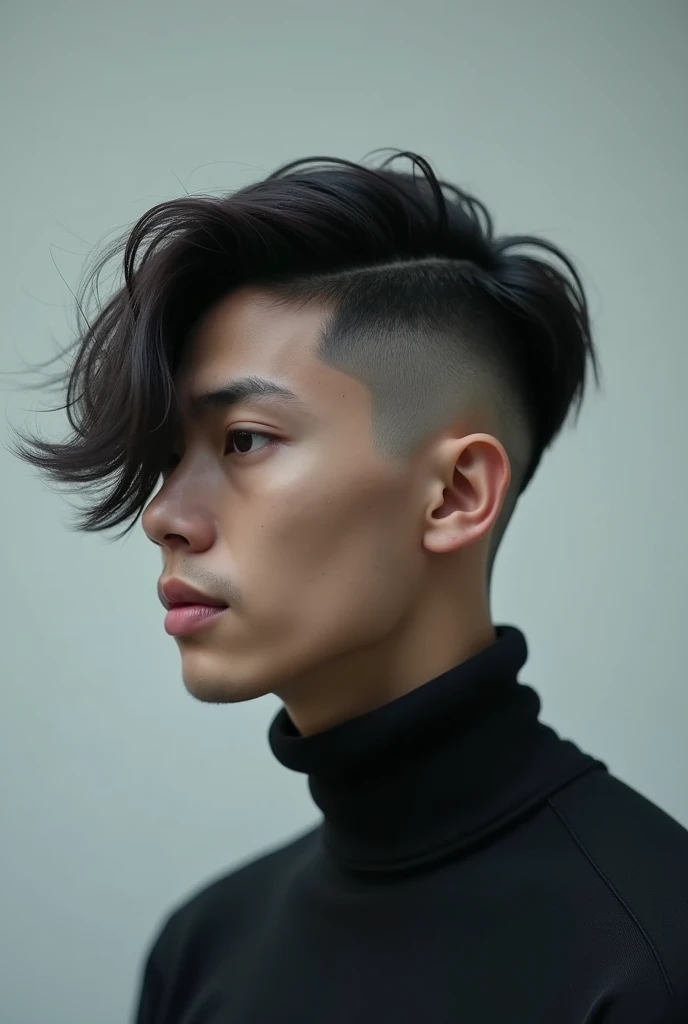 create video showing man's head with gradient cut without showing face
