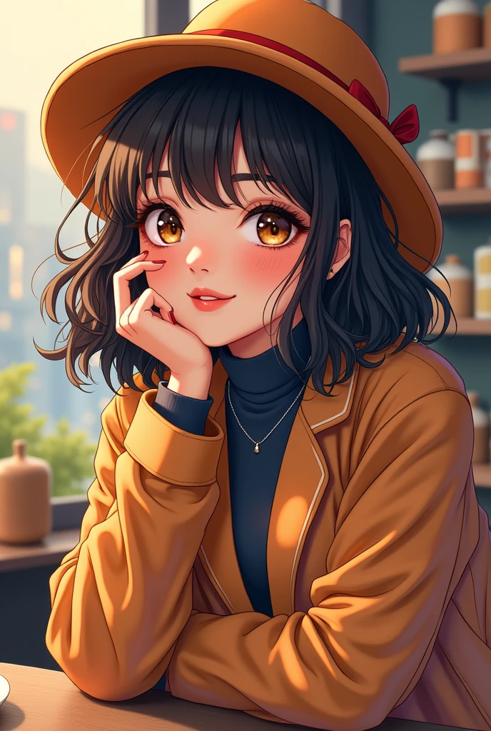 table top, best quality, illustration, Very detailed, exquisite details, high resolution, 8K wallpaper, Perfect dynamic composition, Beautifully detailed eyes, Autumn Women's Fashion,Medium wavy hair,small 、natural lip color, Sexy poses,smile,Harajuku、20 year old girl、cute、Sexy photo looking at the camera