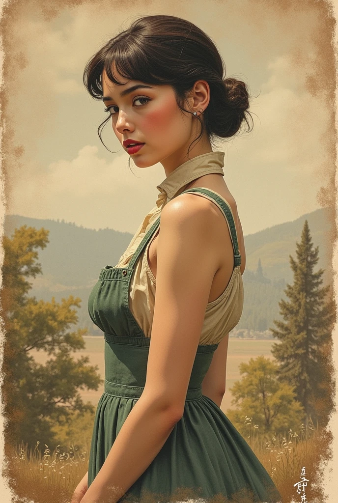 Norman Rockwell、female、Strokes、Painting、whole body、America、1900s、advertisement、Hand-drawn、paints、Old Style、monochrome、Accurate hands、Watercolor、Taiwanese writers