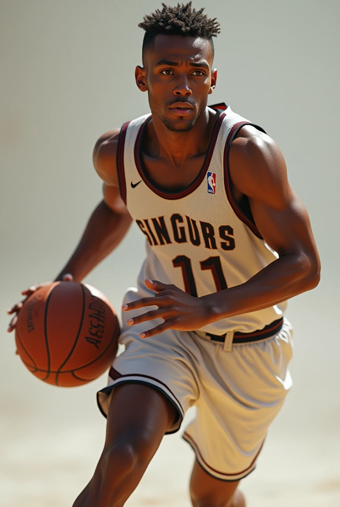 Basketball player, candid, realistic eyes, whole body