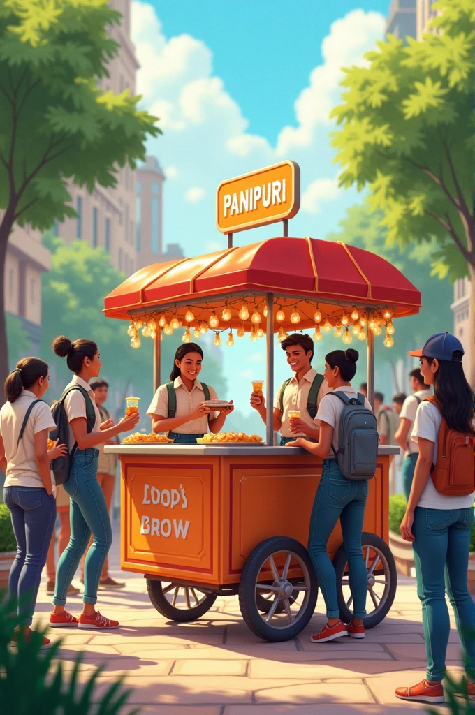 University students selling paanipuri in cart