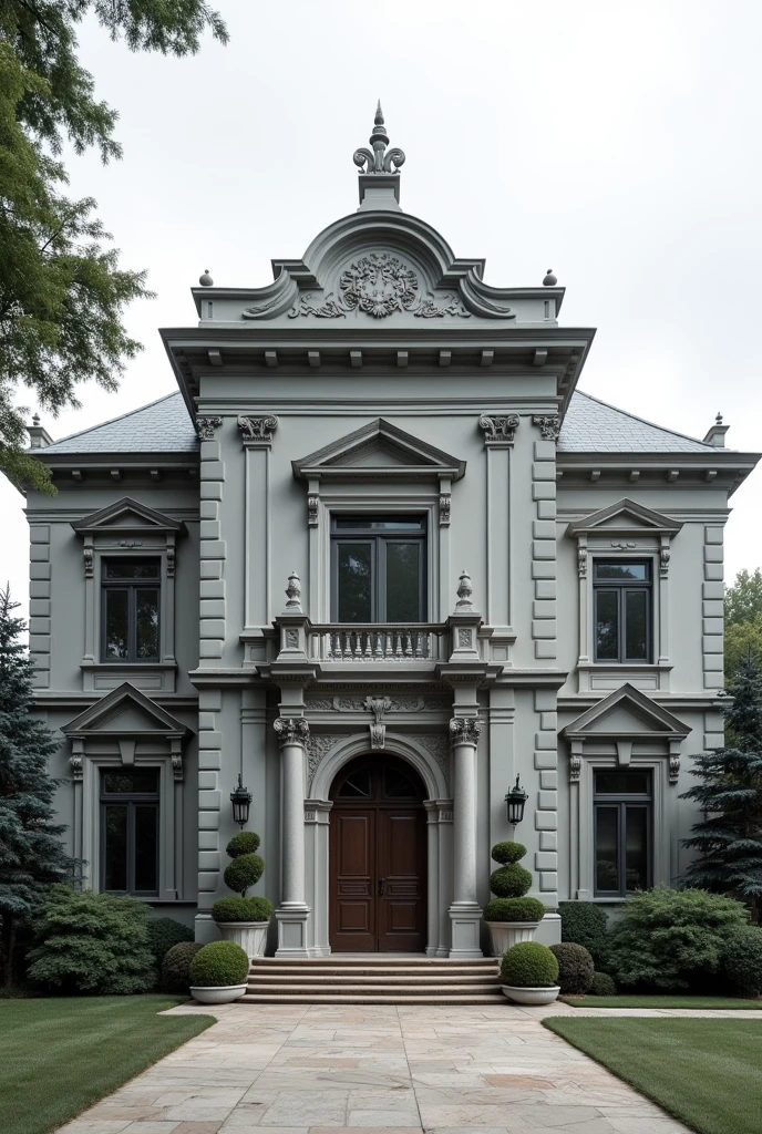 An wedding hall from outside in grey color with no back ground 