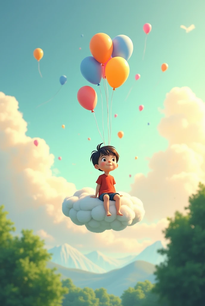 When max the was sitting on a cloud with balloons
Max took a deep breath and let go of a few balloons. Slowly, he began to get down from a cloud, towards the park feeling much better.