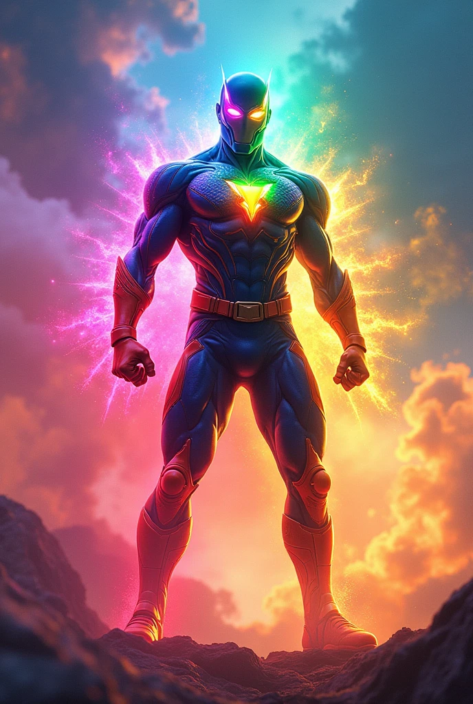 Make a super hero with rainbow power