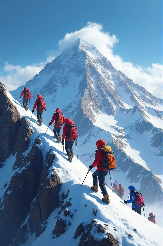 Mountaineers on the Cotopaxi volcano