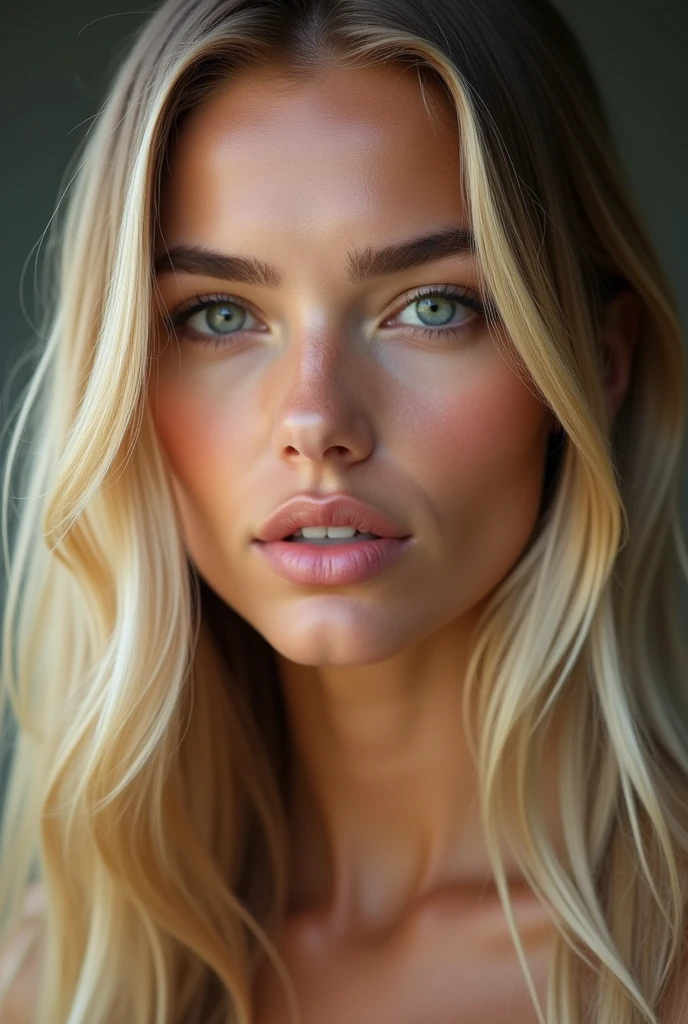 A very realistic and detailed photo of beautiful italian woman, light makeup, long straight sleek blonde hair, high quality photo 4k, very detailed, perfect fit, looking at the camera, detailed realistic face, detailed eyes 