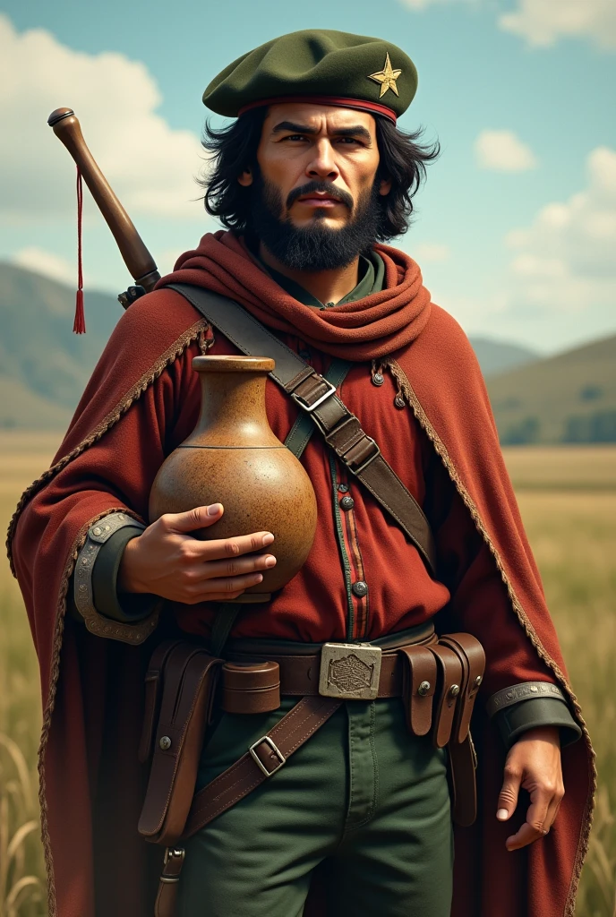 create the image of the gaucho Che Guevara with a chimarrão in his hand