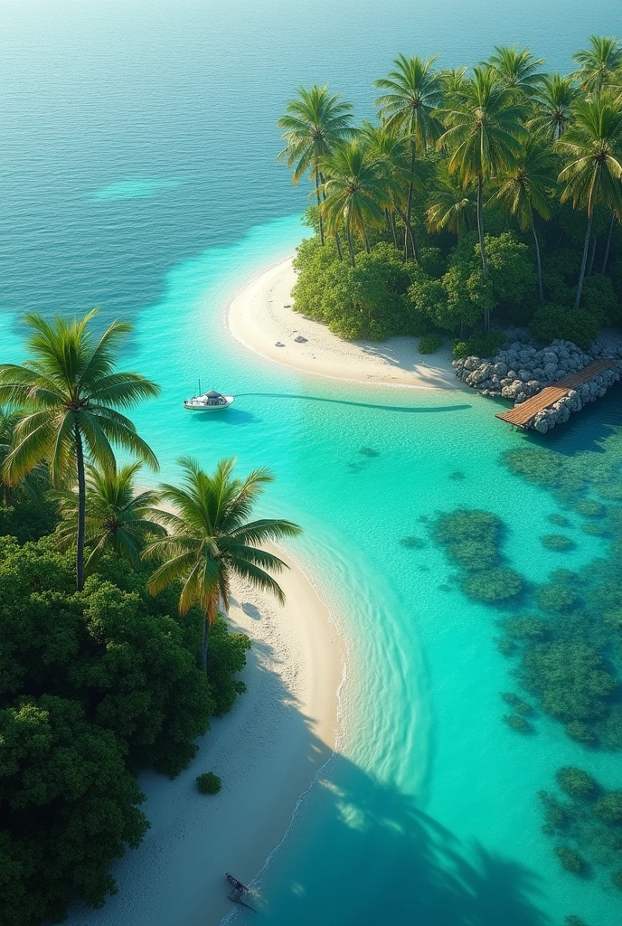 Maldives in 5990 years in future drone view