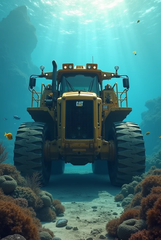 front loader caterpillar 980 k intro underwater scene in the sea