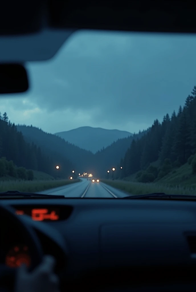 Night time land in close car front window sheet