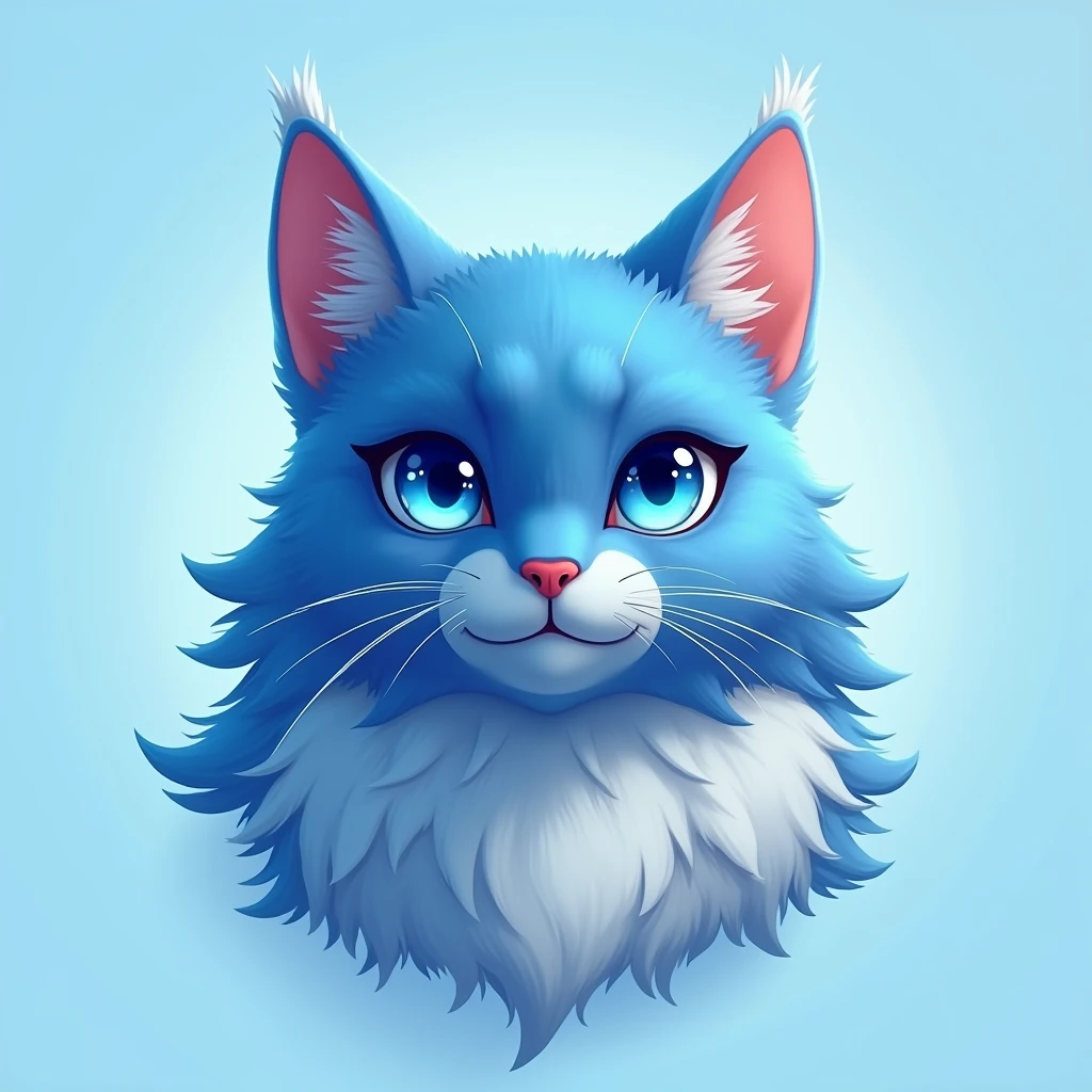 blue cat , cat inu , light blue background , head only , noble , bright blue eye , logo