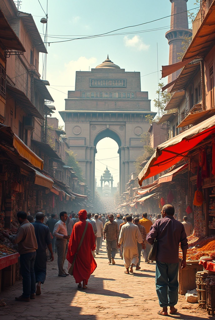 Delhi monuments, marketes in a photo