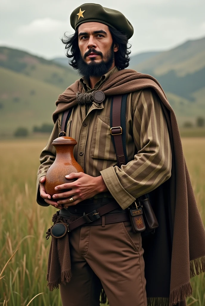 create the image of the gaucho Che Guevara with a chimarrão in his hand
