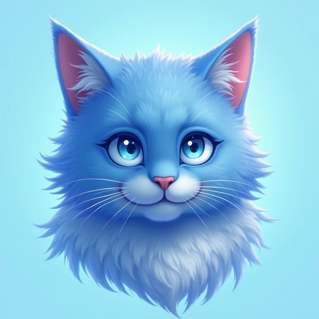 blue cat , cat inu , light blue background , head only , noble , bright blue eye , logo  