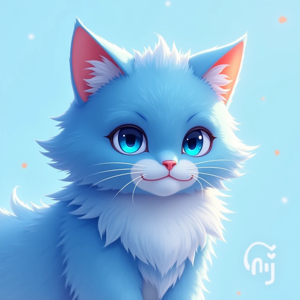 blue cat , cat inu , light blue background , head only , noble , bright blue eye , logo