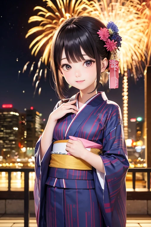 firework, Yukata, Flat Chest