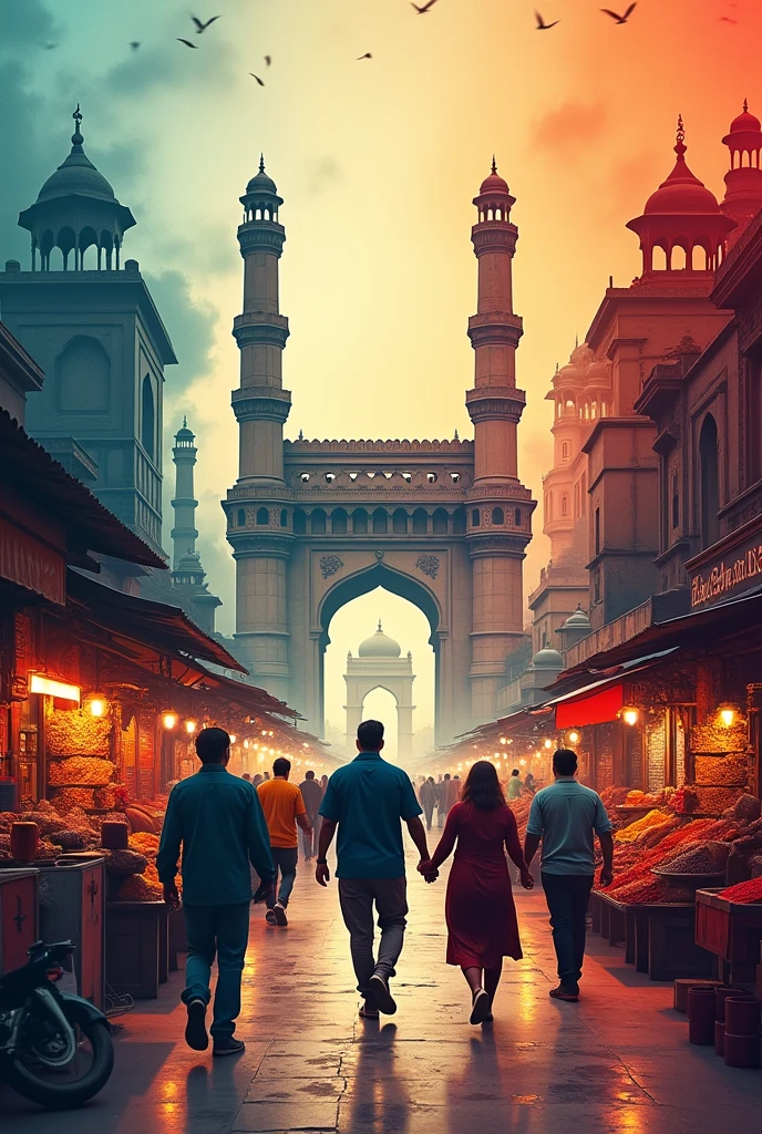 Delhi some monuments and marketes collage in a photo landscape size