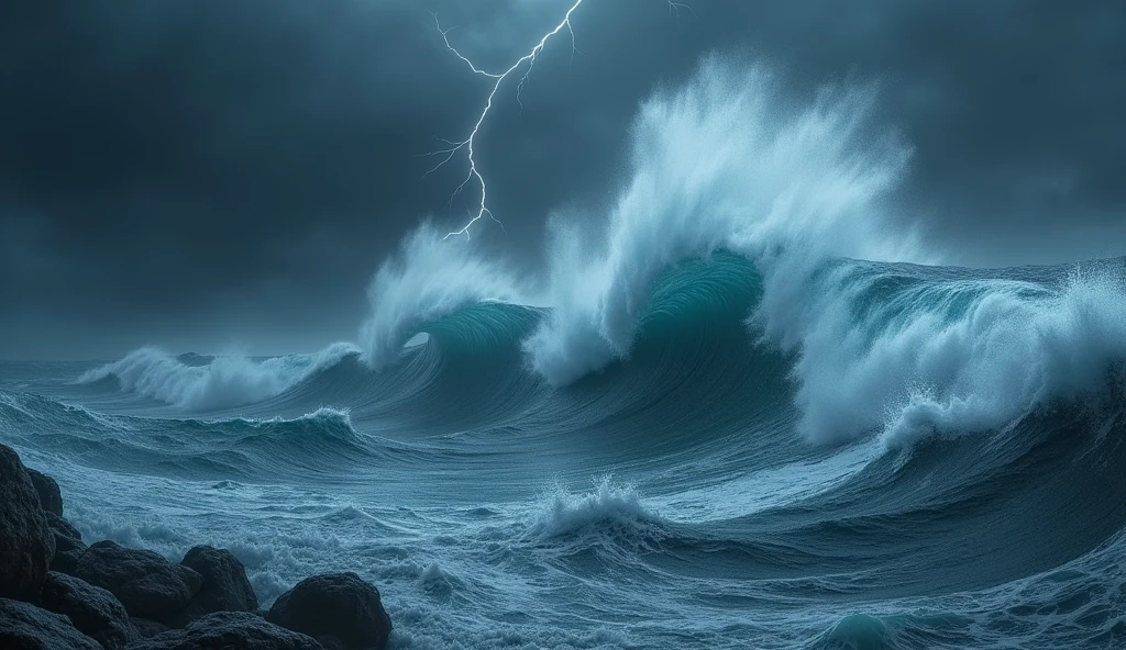 The rough sea with very high waves