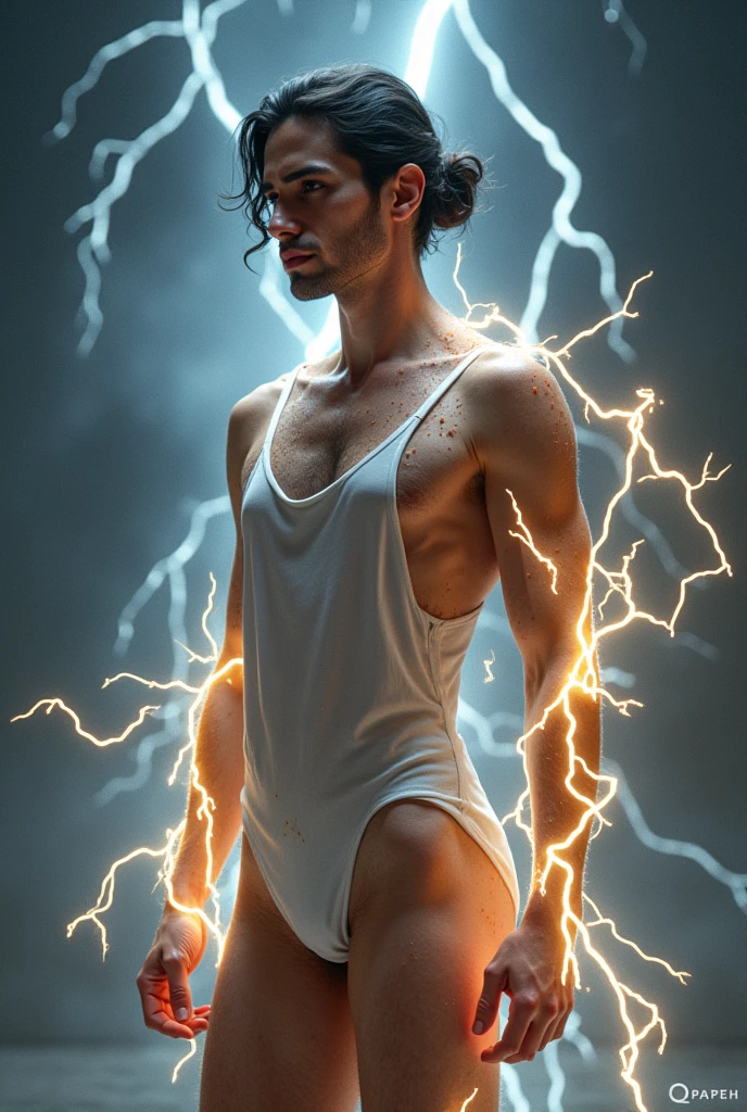 ((masterpiece)),((best quality)),8k, high detailed, ultra-detailed, Stylish Pose, real skin texture, dark cinematic lighting, 24 year-old Italian male model, handsome italian, cute looking, divine look, powerful light blue eyes, Zeus god, god of thunder, Jupiter, godly, , bending electricity, displaying the ability to manipulate lightning, creating massive lightning, white pale skin, roman god physic, intense blue eyes, dry hair dry short brown messy hair, strong jawline, masculine, muscular, defined fit body, hairless chest, shirtless, pantless, open sea, sinister aesthetic, black storm clouds, arm bracelet, lightning, clouds, thunder, walking towards the camera, in the middlea thick fog, night dark storm, barelegged, barefoot,fully naked, nude, naked, penis, cock dick, testicles, balls, scrotum,  ,,,, dim light, dark atmosphere, cinematic lighting, Depth of field, award-winning photography, elegant, hyperrealistic, octane render, unreal, high definition, 8k resolution, highly detailed, 8k uhd, professional lighting, photon mapping, radiosity, physically-based rendering
