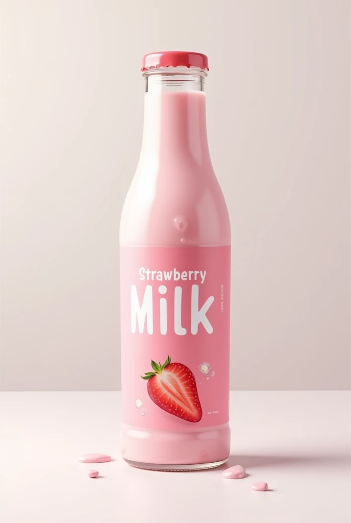 Mockup plastic bottle strawberry milk