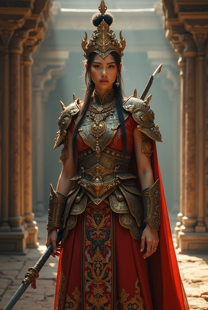 the woman waring like Ancient Burmese Royal Princes wearing like a warrior