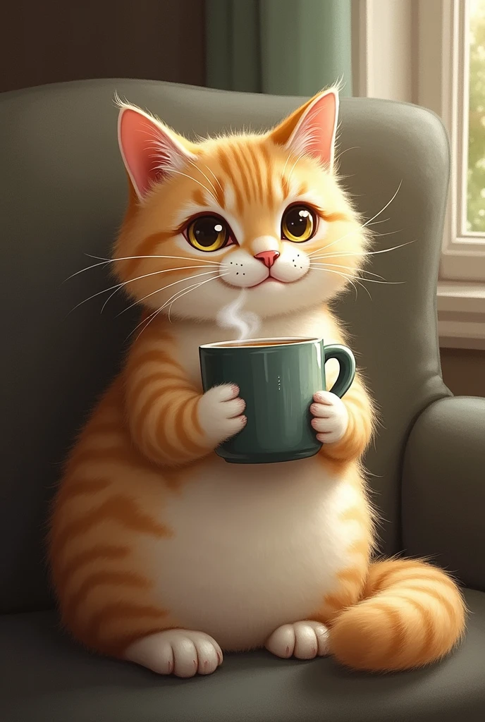 A cat with cup