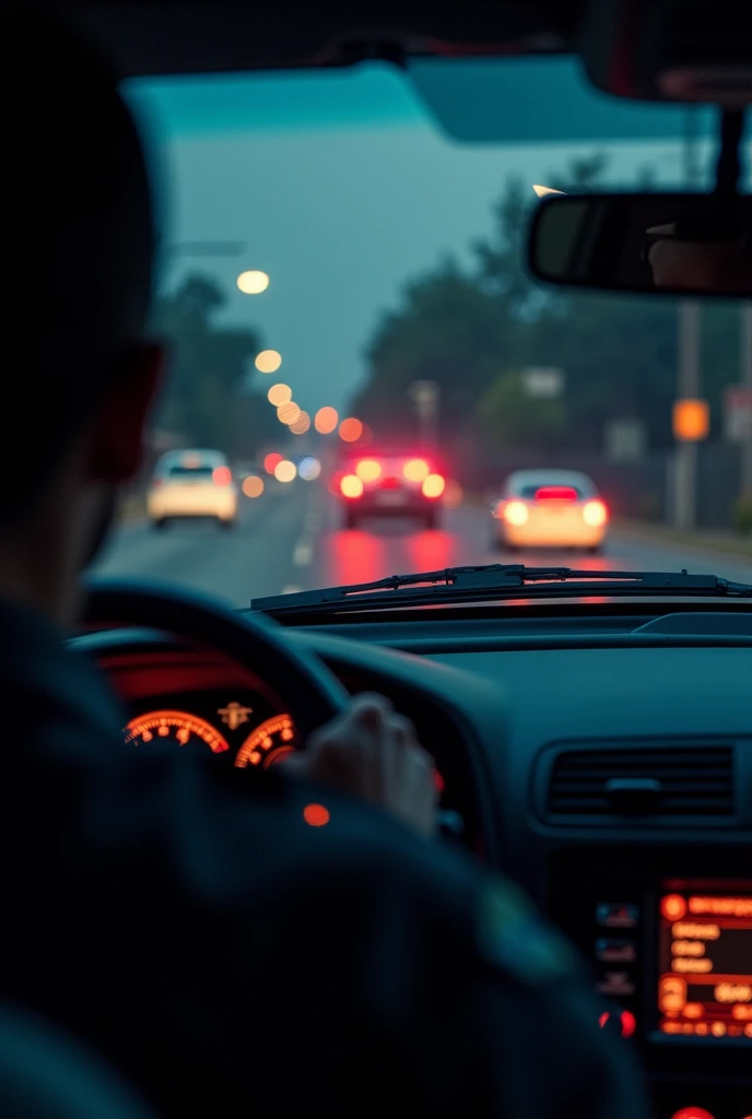 Night time land in very close police car
