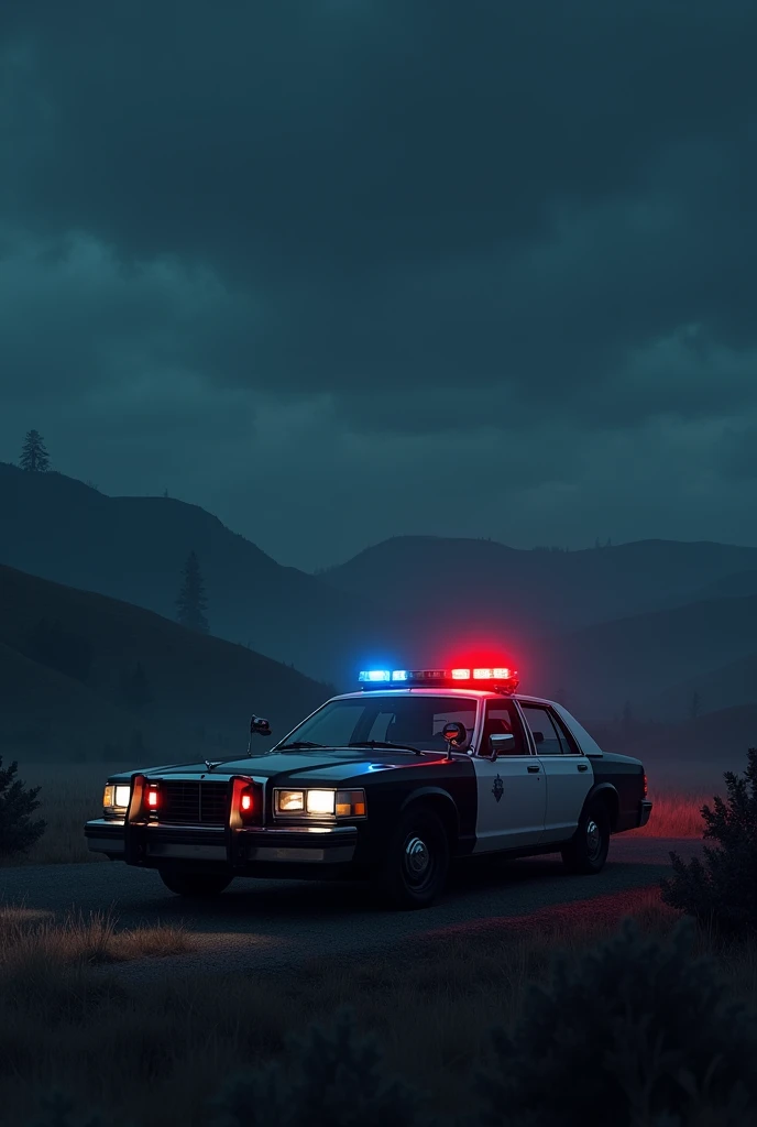 Night time land in close very  police car