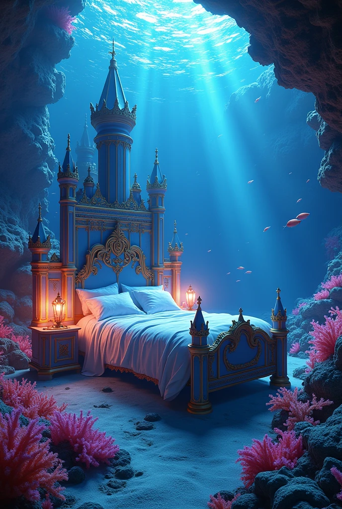 In the sea。Castle-like bed neon