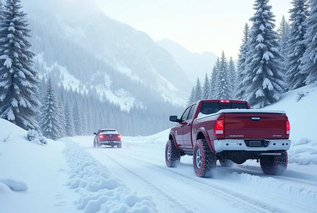 snow chains, snow covered roads,