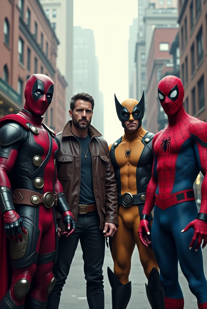 Thor and Deadpool and Wolverine and spider man stan togetherness