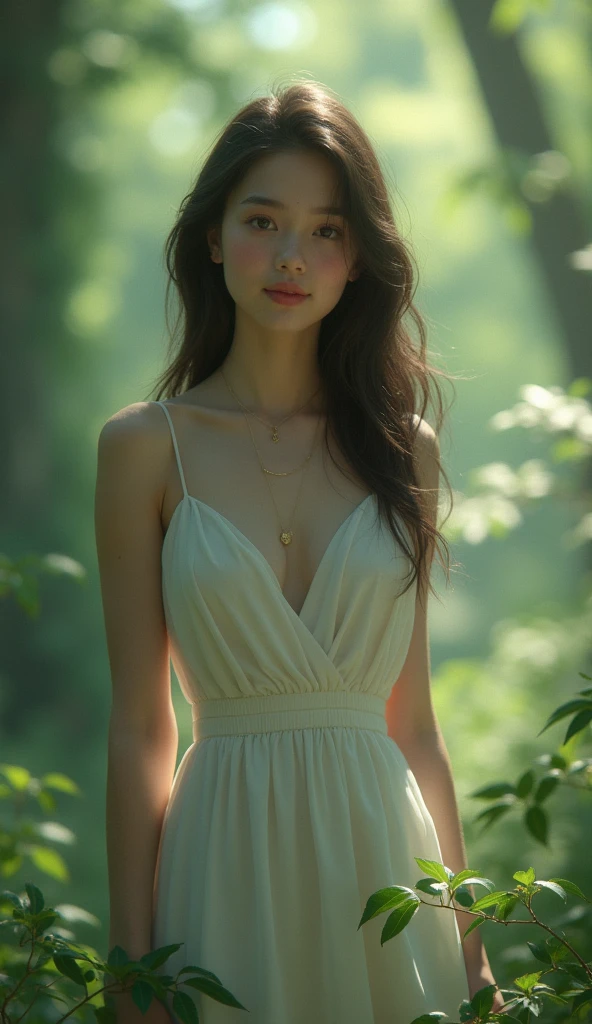 Background blur tree 18 years cute girl 
