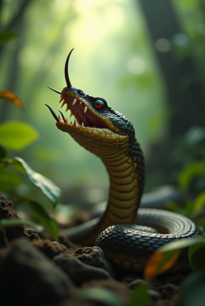 Snake fang, 1, (running in jungle in day light) ,8k, RAW Photos, Highest quality, masterpiece,Highest quality