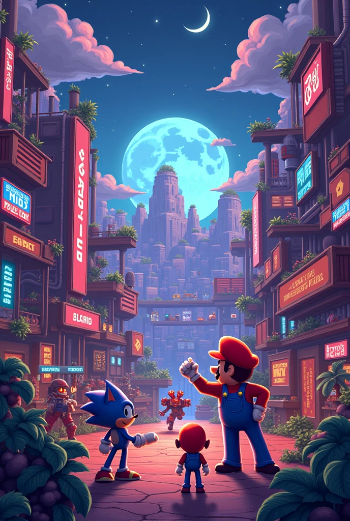gamer themed background with retro game characters