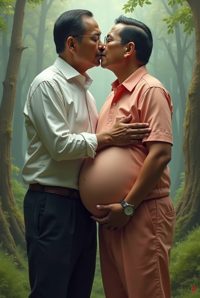 joko widodo pregnant and beside him is his husband prabowo subianto and they kiss