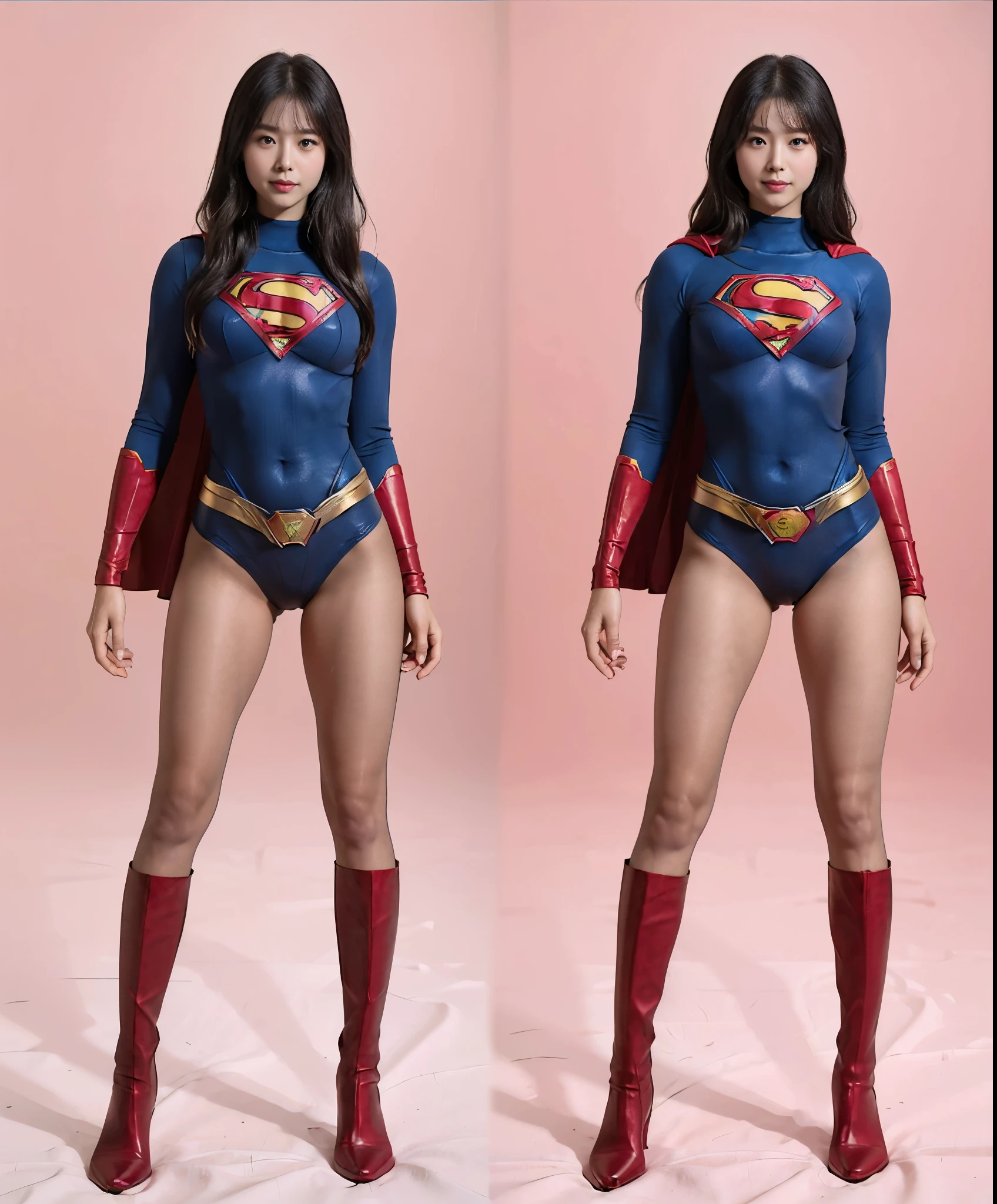 No background、(((Beautiful legs in black tights.)))、(((Legally express the beauty of your smile)))、((((Make the most of your original images)))、(((Supergirl Costume)))、(((Beautiful Hair)))、(((suffering)))、(((Please wear black tights....、Wear red boots)))、((Best image quality、8k))、((Highest quality、8k、masterpiece:1.3))、(((Preserve background )))、Sharp focus:1.2、Beautiful woman with perfect figure:1.4、Slim Abs:1.2、Wet body:1.5、Highly detailed face and skin texture、8k