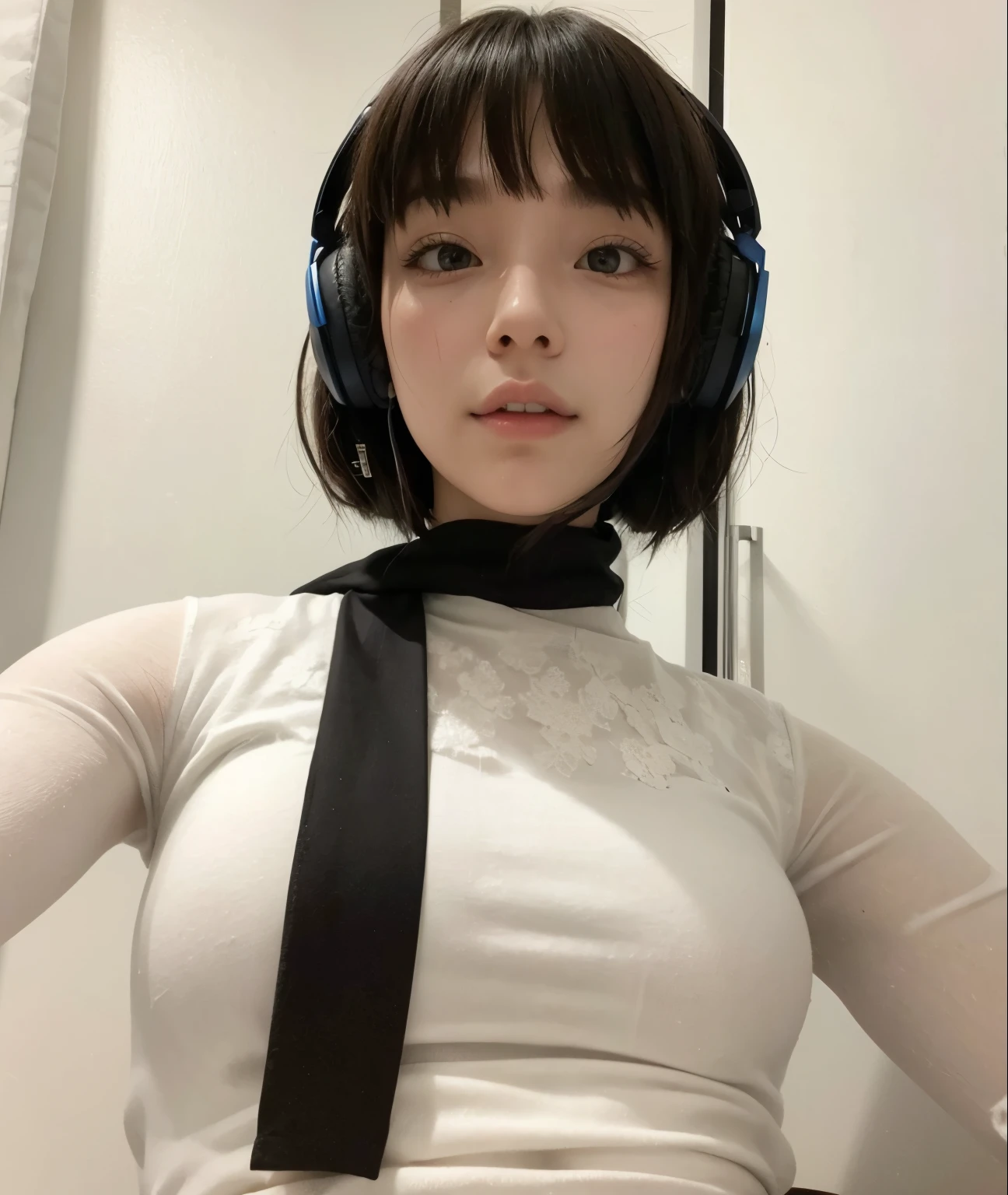 Beautiful woman head fones